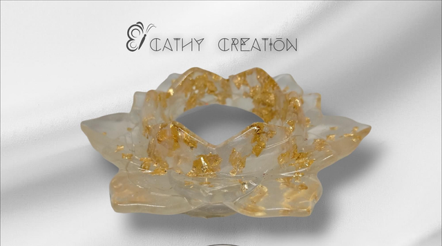 Bougeoir lotus transparent paillettes dorées lumineux 