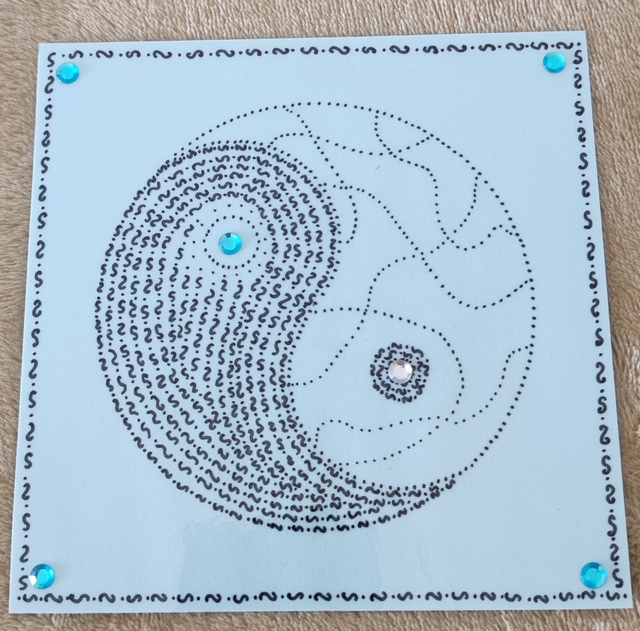 Dessin Yin Yang fond bleu - Equilibre dans sa vie