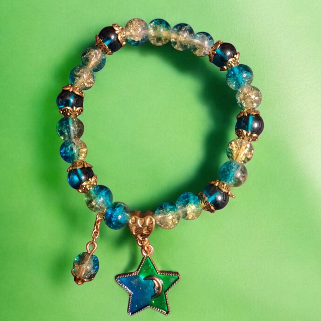 Bracelet Perle de verre, breloques