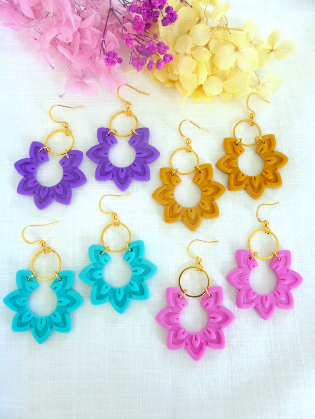 Boucles d'oreilles fleurs ouvertes - Matin d'Opale