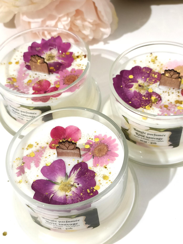 Bougie cloche rose sauvage