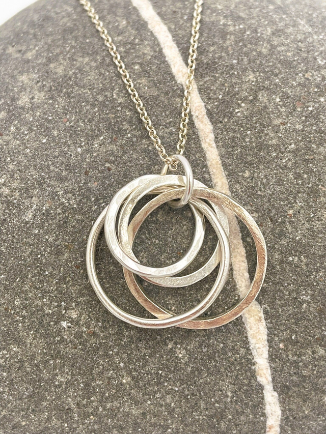 Evermore, family pendant of 4 interwined hoops  - sterling silver 
