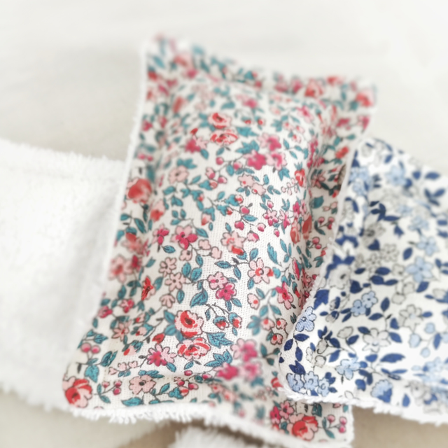 Éponge lavable et réutilisable en coton Liberty et éponge de coton certifiés Oeko-Tex