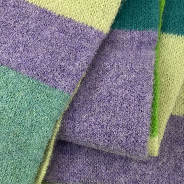 Wind knitted scarf greens with lila