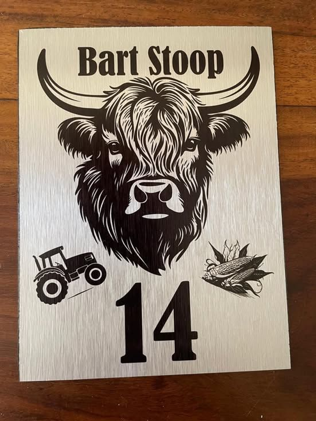 Naambordje van RVS bedrukt met afbeelding/naam/huisnummer