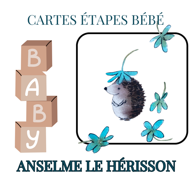 Cartes Étapes bébé - Anselme le hérisson