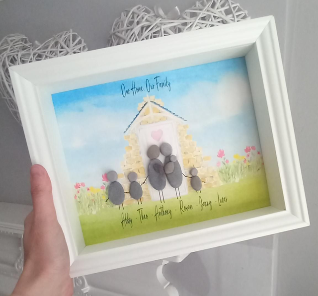 Custom Pebble Art Family Portrait | New Baby Gift | Personalised Family Gift | Our Home Wall Decor | Handmade Stone Art | New Home Gift