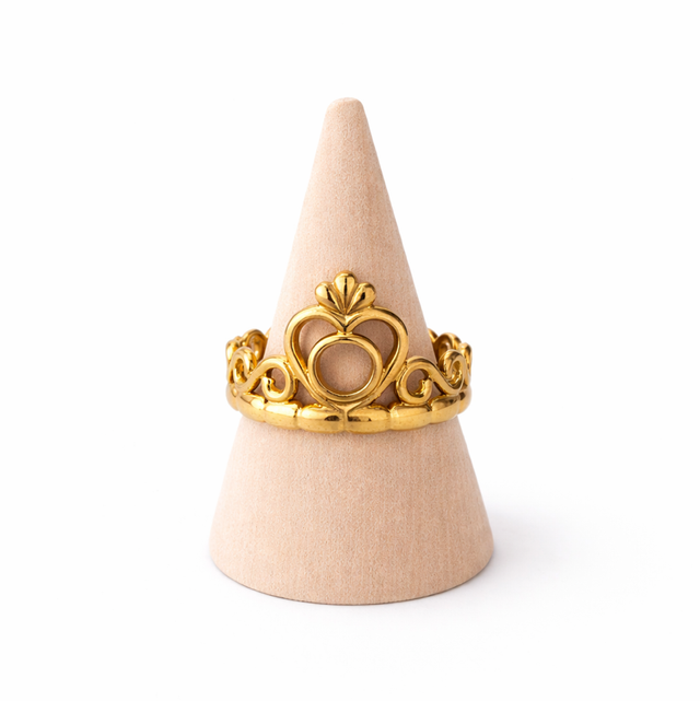 Anillo ajustable acero dorado corona 