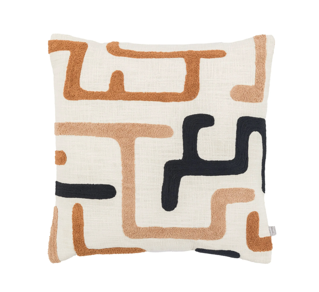 Embroidered Cushion, Nutmeg