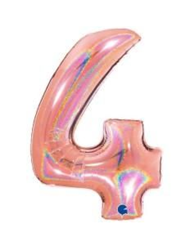 Numero 4 Holografico Rosa Gold
