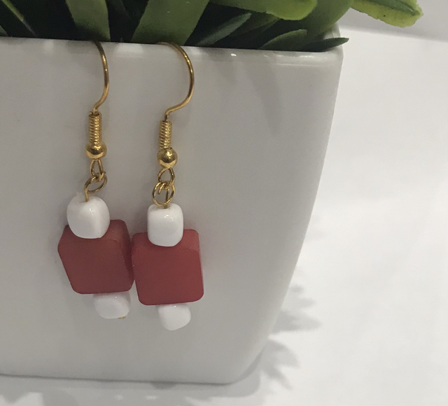 Red White Dangling Earrings- RWD4525