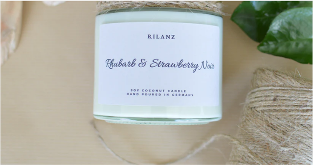 Rilanz Duftkerze - Rhabarber & Erdbeer - 55 Std. brennbar