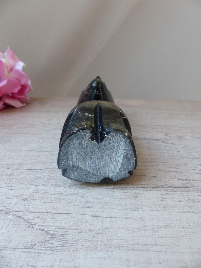 Statuette Totem Guerrier Aztèque/Maya/Inca en Obsidienne Dorée – Pièce Unique et Sculpture Artisanale de Collection