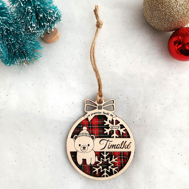 Boule de Noël personnalisée "Premier Noël" - Petit ourson