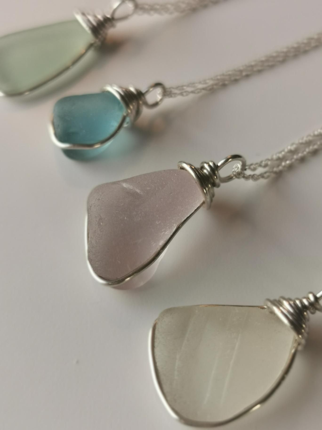 RARE pale pink seaglass pendant 