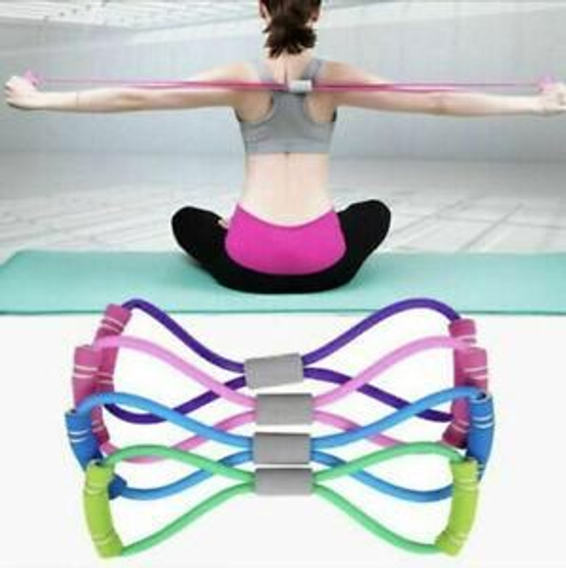 Eight 8 Shape Resistance Band Pilates Workout Yoga Stretch Pull Rope