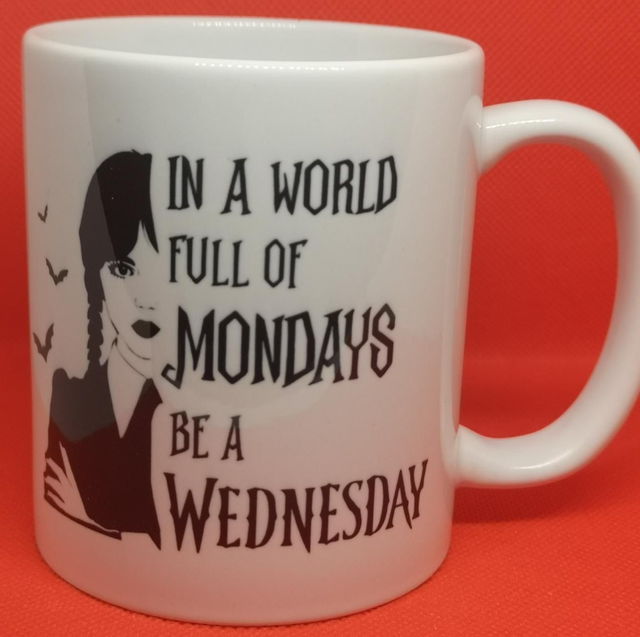 Custom Unofficial Printed Wednesday "In A World Full Of Mondays Be A Wednesday" 11oz Coffee Mug Boxed. 
