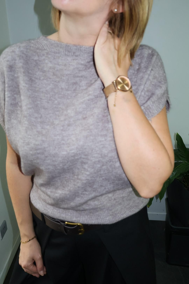 Pull manche courte taupe