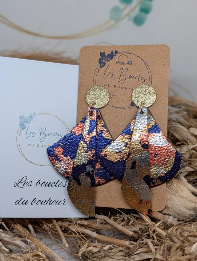 Boucles d'oreilles Georgia marine dorée geo005