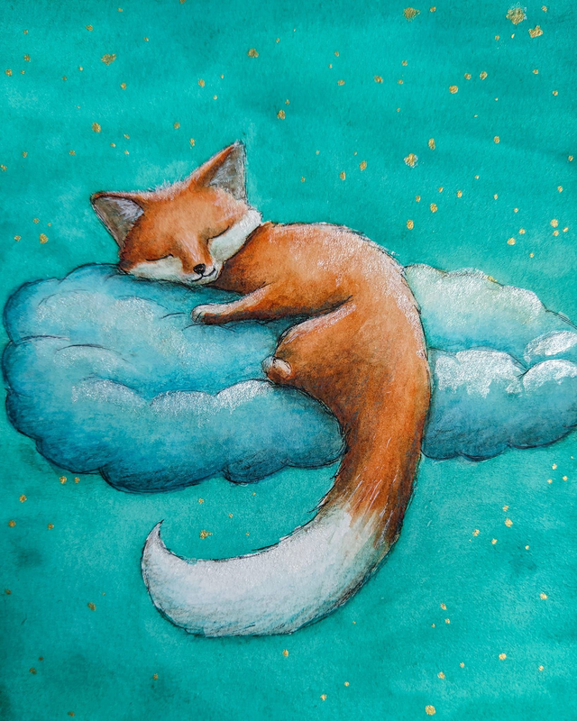 Carte magnet "Renard rêveur", 10x15cm