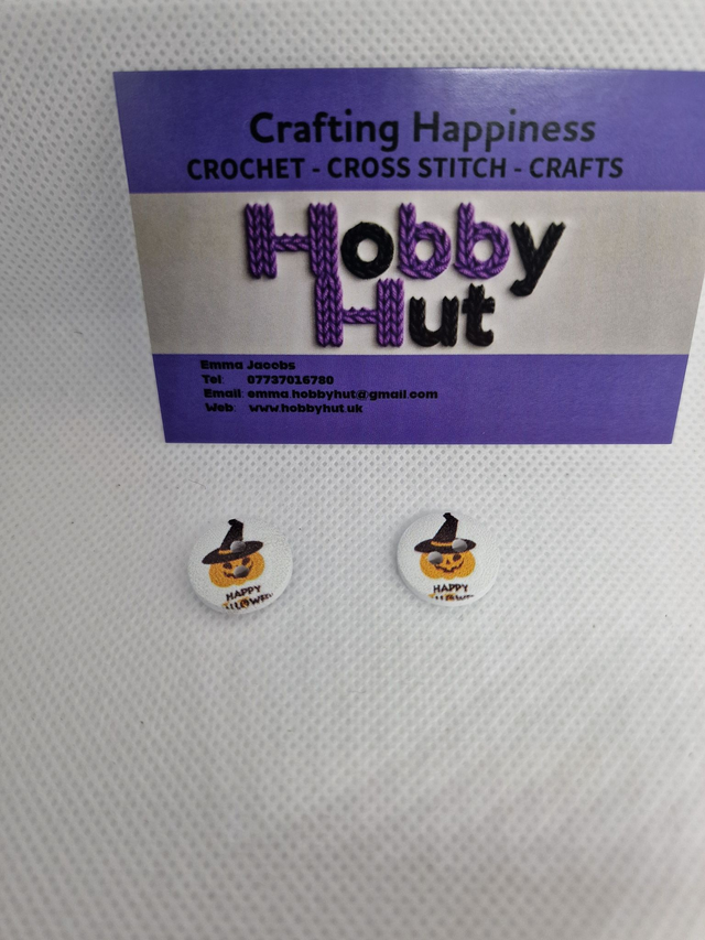 Halloween Pumpkin with Witches hat Buttons 