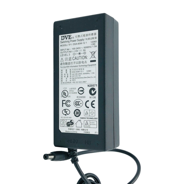 12V 5A HAUPT DVE DSA-60W-12 1 12060 TEIL AC ADAPTER NETZTEIL LADEGERÄT GEBRAUCHT