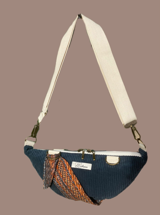 Sac Bahana velours bleu acier 