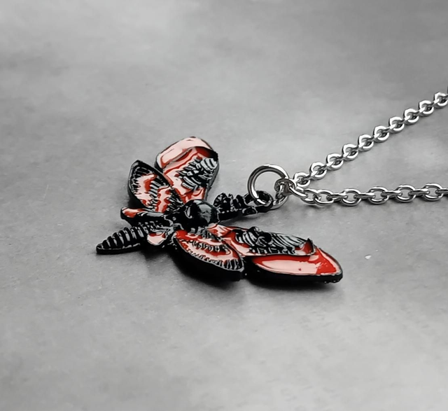 Black and Red Death's Head Moth Necklace