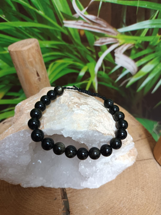 Bracelet en obsidienne dorée