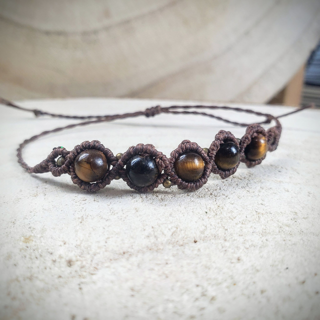 Bracelet entrelacé - Œil de tigre