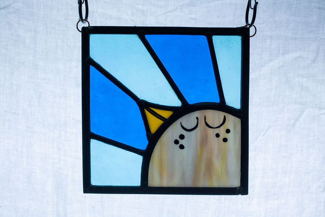 Graffiti Bird Mini Stained Glass Panel