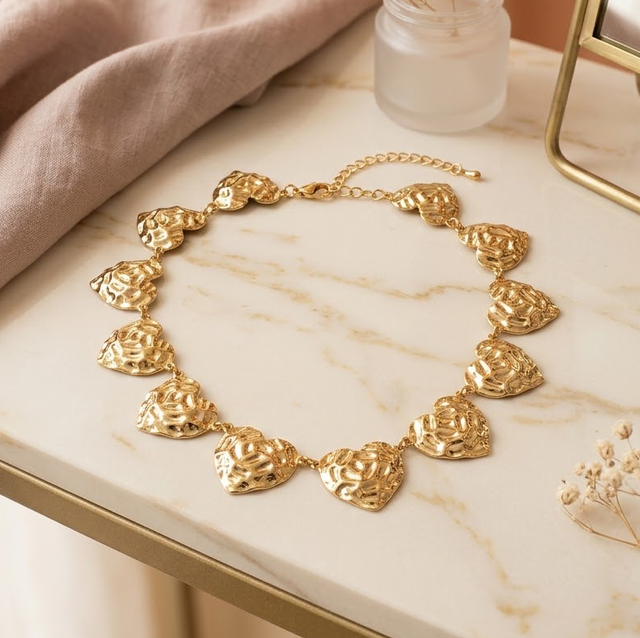 Collana Cuori Martellati Gold