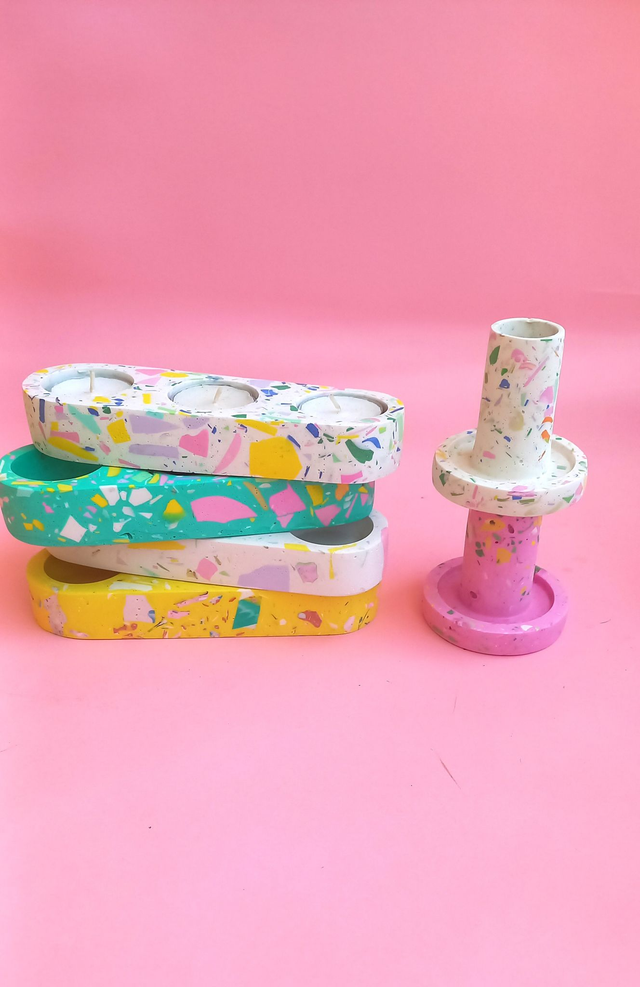 Wielokolorowy świecznik na tealight, lastryko