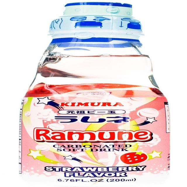 Kimura Ramune Carbonated Soft Drink Strawberry Flavor, 6.76 Fl Oz