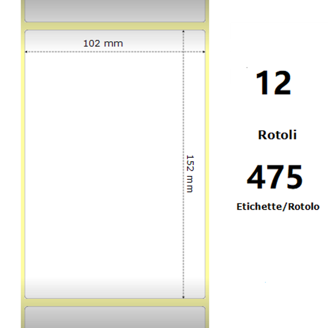 White 102x152mm |  475 Et/Rotolo Z-1000D | 4x6x1 Core  | 12 Rolls