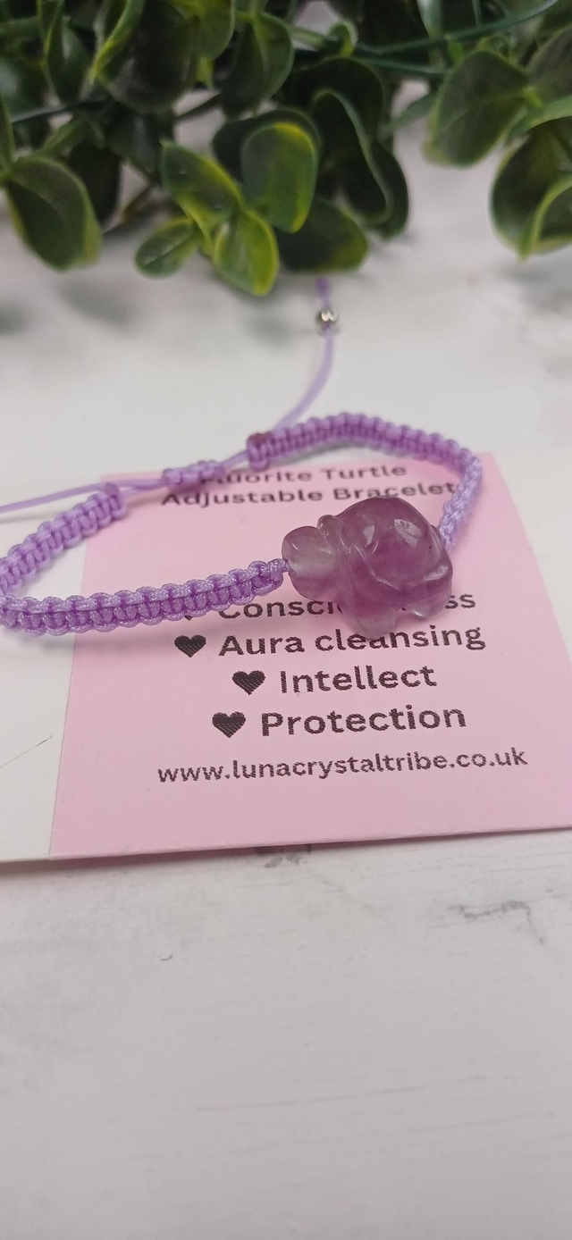 Fluorite Turtle Adjustable Bracelet