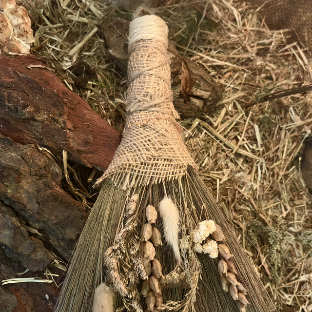 Rustic Botanical Besom Broom - Witchy Pagan Altar Home Décor