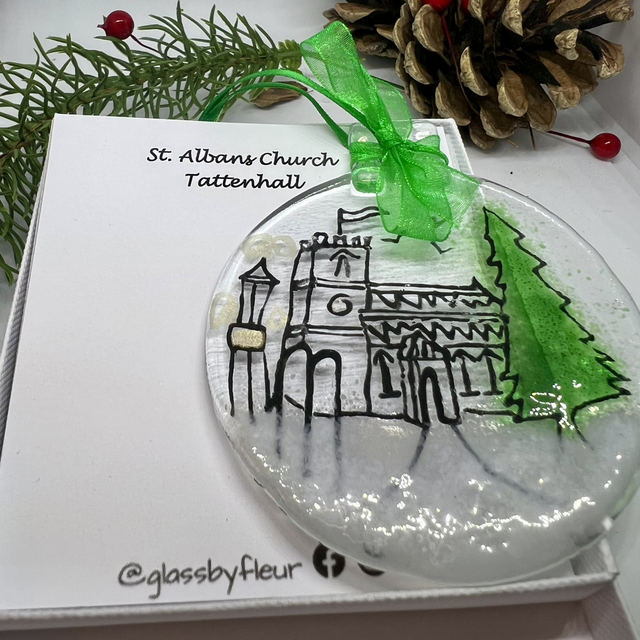 Tattenhall Village Christmas Fused Glass Bauble