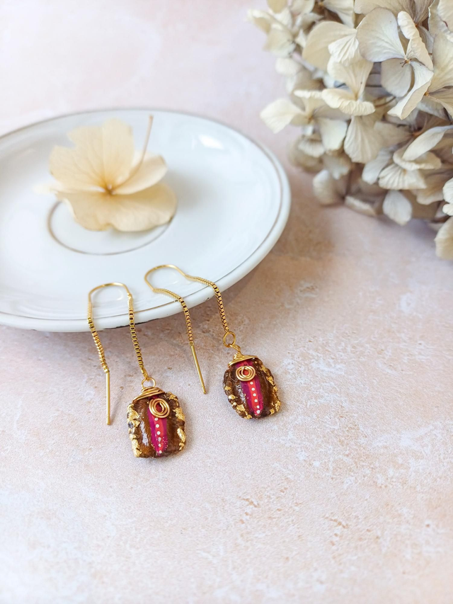 " Pépita " Boucles d'oreilles graines de courges Lagenaria