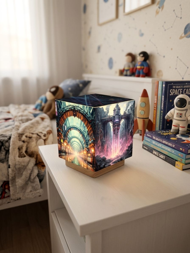 Lampe d'ambiance en cire 12x12cm- "Cyberpunk"