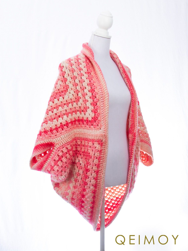 Gehaakt roze vest / shrug - handgemaakt