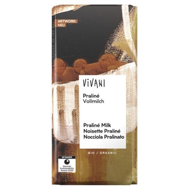 Vivani Praline Nougat Schokolade 100g Tafel