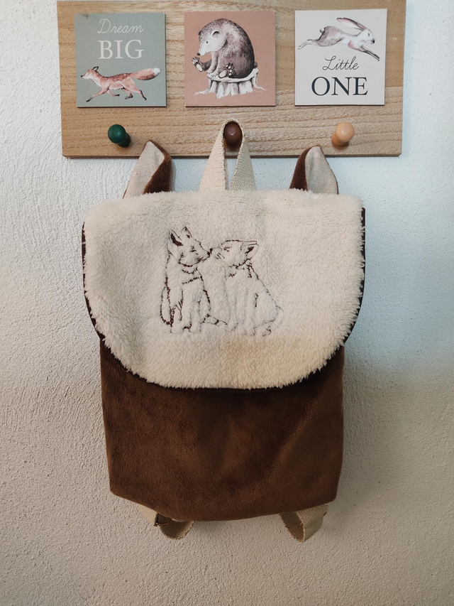 Cartable maternelle Loup beige 