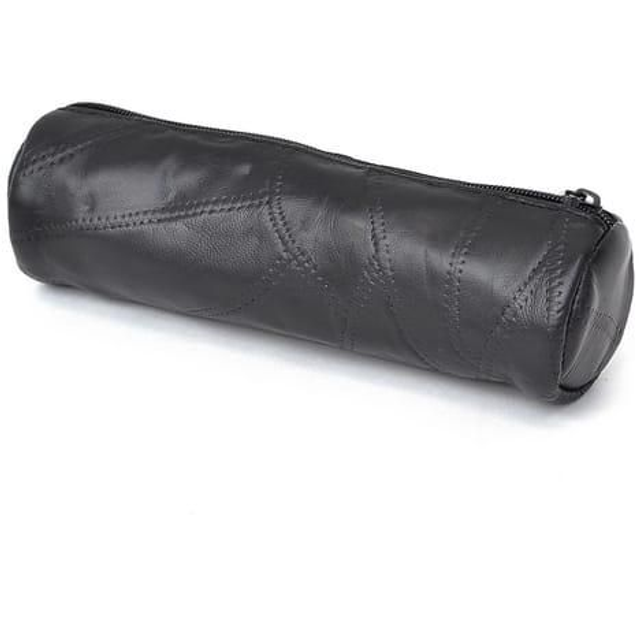 Trousse en cuir ronde OXFORD Patchwork noire 