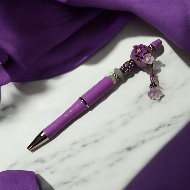 Stylo perles violet