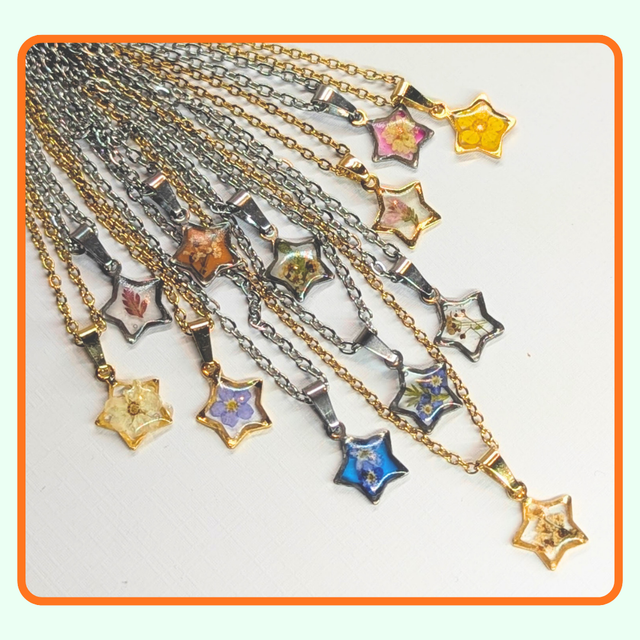 Star Pendant Necklace  | Real Flowers in Resin