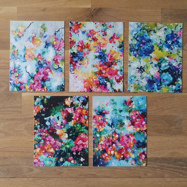 Kaartenset (glanzend) 5 stuks, incl. enveloppen wit (set c)