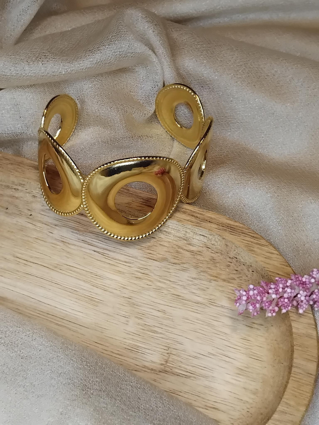 Bracelet manchette ajustable en acier inoxydable 