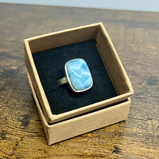Bague en argent et Larimar - Taille 52