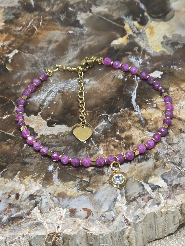 Bracelet Rubis à facettes 0,3 cm